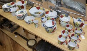 Janice Tchalenko for Dartington Pottery, a collection of 'Poppy' design table and decorative