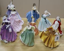 Nine Royal Doulton figurines: Rachel, Debbie, Celeste, Megan, Kirsty, Melanie, Nicole, Kate, Fair