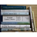 Nine reference books relating to English Country Houses, curtain designs, Opera houses, brickwork