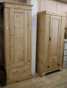 Two pine wardrobes W.78cm and 84cm