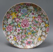 An early 20th century Chinese 'Thousand Flower' famille rose dish diameter 33.5cm