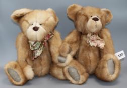 Two Angie Rogers 1999 fur teddy bears