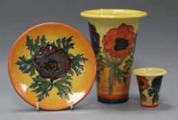 Dennis Chinaworks Poppy design - two vases and a dish, designed by SallyTuffin Height of largest