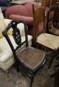 A William Birch design oak chair and a mother of pearl inlaid chair