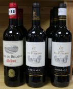 Six bottles of "L'Enclos Des Toileries" 2017, and three bottles of "Fiefs De Begadan" made in 2017