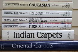 A quantity of six reference book relating to rugs and carpet, including Oriental Rugs, Vols 1-4