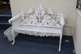 A pair of Victorian cast iron Coalbrookdale style benches w.150cm