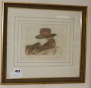Sarah Churchill, limited edition print, Study of Winston Churchill, signed in pencil no. 668/750