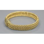 An Italian 18ct gold woven link bracelet, 19.5cm.