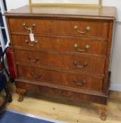A teak chest on stand fitted four long drawers w.98cm