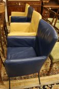 A set of 1970's 4 leather seat chairs