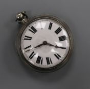 A Victorian silver pair cased keywind verge pocket watch by Richard Eade, Steyning.