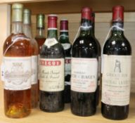 A bottle of Chateau Latour1958, two Chateau Lynch bages Pauillac 1967, three Chateau sauternes 1973,