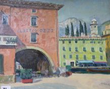 David Ghilchik (1892-1974) oil on canvas, 'Torbole, Lake Garda', signed, 50 x 61cm, unframed.