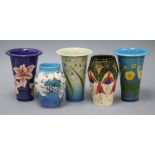 Sally Tuffin for Dennis Chinaworks - five floral vases tallest 16.5cm