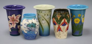 Sally Tuffin for Dennis Chinaworks - five floral vases tallest 16.5cm