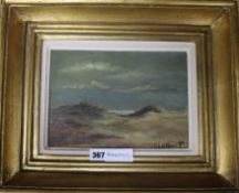 Continental School, oil on canvas, Sandunes, indistinctly signed 19 x 26cm