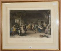 After David Wilkie, coloured engraving, The Penny Wedding 52 x 68cm