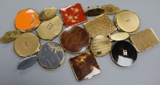 A collection of vintage powder compacts and lipstick holders by Stratton, including a P&O 'Contessa'