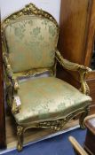 A Louis XV style giltwood fauteuil