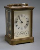 A Matthew Norman gilt brass carriage clock with calendar dials and push repeat