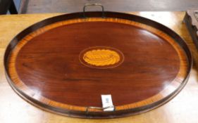 An Edwardian inlaid mahogany tray W.78cm