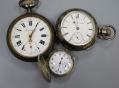 Two pocket watches including Elgin and a gun metal regulator and a novelty "golf ball" fob watch.