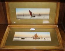 Garman Morris, pair of watercolours, Off the East and South Coast, initialled 13 x 39cm