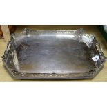 A large silver plated gallery tray