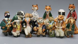 13 Rye pottery characters from Wind in the Willows and Toad of Toad Hall tallest 23cm