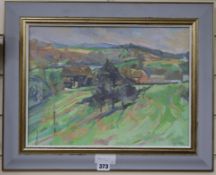 Jamie Ogilvie-Forbes, oil on canvas board, English landscape, signed, 30 x 40cm