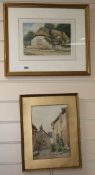 J. Williams, watercolour, Thatched cottage and another watercolour by H. S. Bruce 16 x 24cm and 26 x
