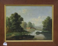 Legrand, oil on board, French country landscape, signed 47 x 64cm