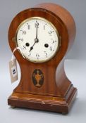 A mahogany balloon mantel clock height 31.5cm