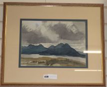 Charles Knight, watercolour, mountain landscape, signed, 26 x 35cm.