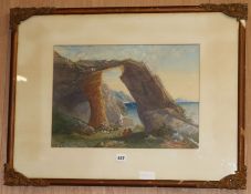 William Collingwood Smith, watercolour, shepherds along the Adriatic coast, 34 x 48cm