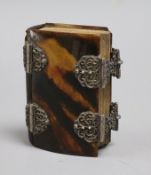 An 18t century French tortoiseshell and silver filigree book of Pslams length 8cm
