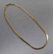 A 14ct gold articulated brick-link necklace, 13.1 grams.