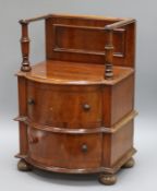 A 19th century apprentice piece bowfronted miniature chest of drawers / shaving stand