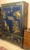 A Chinese style lacquer wardrobe W.125cm