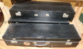 Three vintage car boot trunks