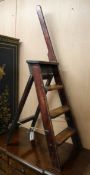 A pair of Victorian pine folding library steps W.60cm