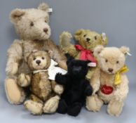 Five modern Steiff bears