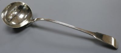 A George IV silver fiddle pattern ladle, London, 1831, 33.5cm.