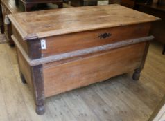 A 19th century French oak and elm mule chest W.147cm
