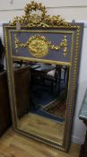 A French painted and gilt pier glass W.75cm