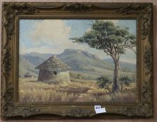G. Catty, oil on canvas board, A View near Bizana Pondoland, South Africa, signed, 43 x 60cm