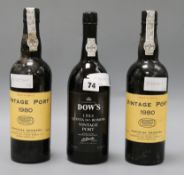 Two bottles of Port, Borges 1980 and Dow's Quinta Do Bomfim, 1984.