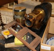Two magic lanterns, a lantern lens and accessories