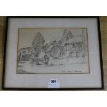 Henry Ford, pencil drawing, High Street, Steyning, signed and dated 1971, 21 x 32cm